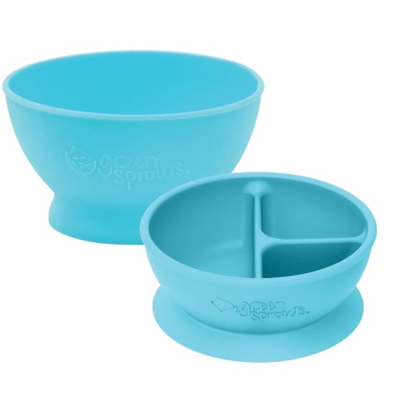 Green Sprouts Silicone Feeding Bowl & Learning Bowl Bundle in Blue - Picture 1 of 5